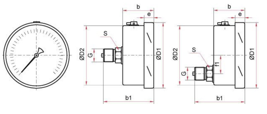 Осевое исполнение манометра фото